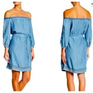 ✨ Paige Denim Off-The-Shoulder Chambray Mini Dress ✨